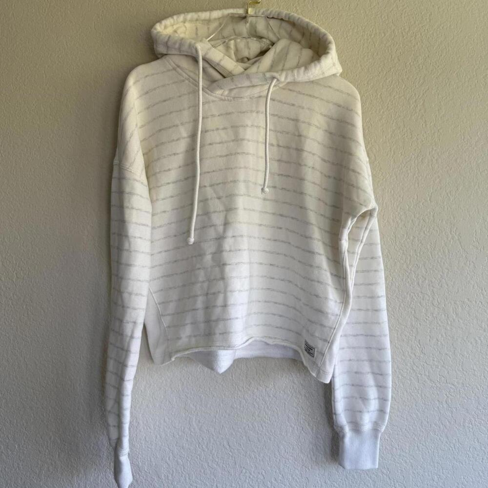 Abercrombie & Fitch white stripper cropped hoodie